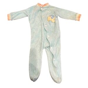 Vintage Gerber‎ Baby Blue Terry Cloth ABC Footed Sleeper Made in USA 0-3 Months